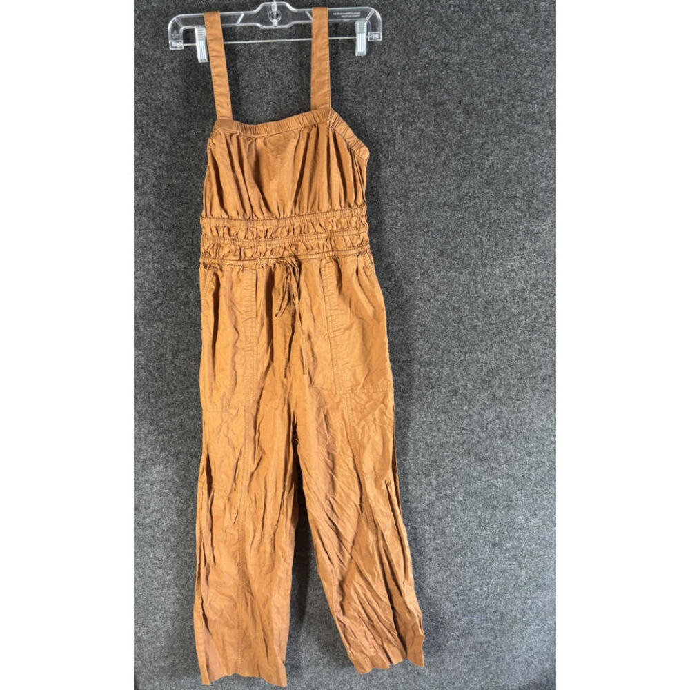 Unbranded Jumpsuit Women M Medium Brown Zipper Sleeveless Square Neck Straight